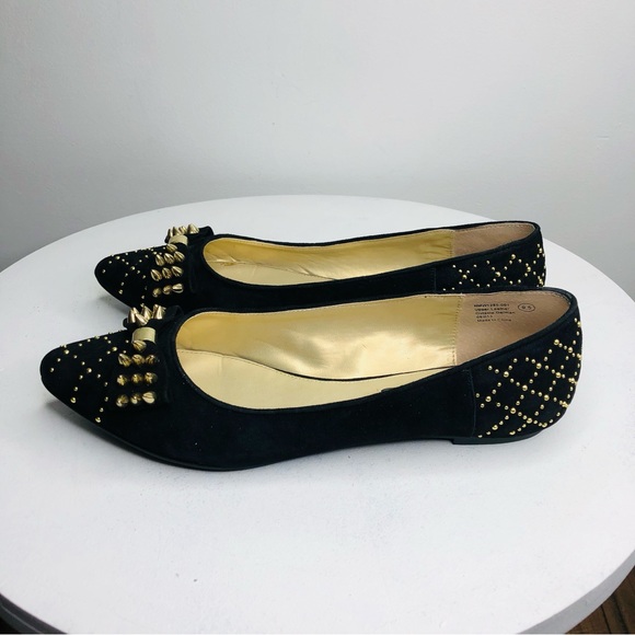 Naughty Monkey black and gold metal spike Flats SZ 9.5. RR1 - Picture 2 of 9